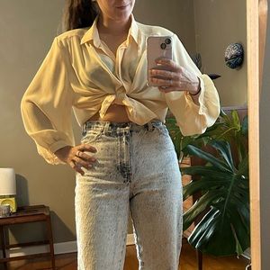 Vintage 1980 silk yellow blouse - made in west Germany